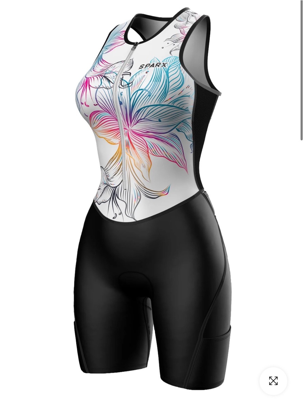 Sparx Women Lightweight White Floral Trisuit M